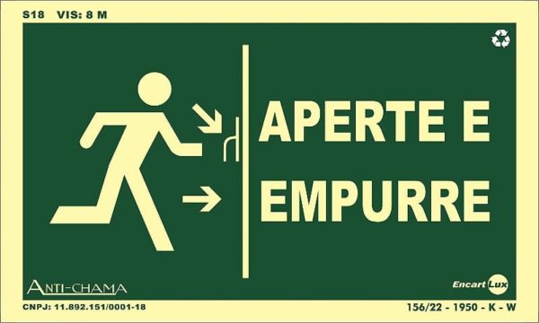 PLACA FOTOLUMINESCENTE APERTE E EMPURRE PAF-382 25x15